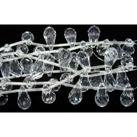 10x18mm 8 Beads White Glass Faceted Briolette Beads Genuine Gemstone Natural Jewelry Making
