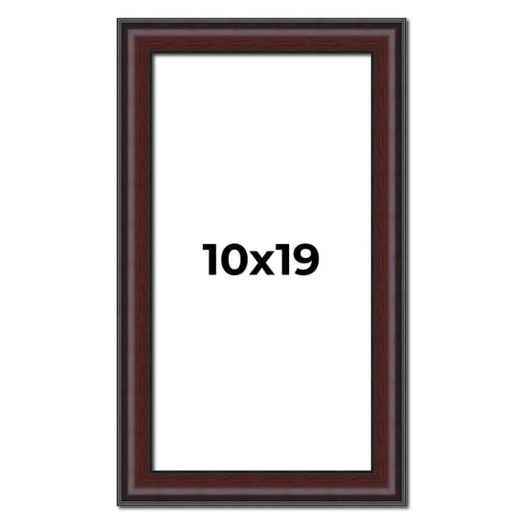 10x19 Frame Brown Round Mahogany Solid Wood Picture Frame | 1.625 Inch Moulding Width | with UV
