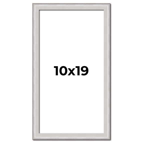 10x19 Frame Silver Inner Slope Bevel Picture Frame | 1 Inch Moulding Width | 0.75 Inch Rabbet Depth