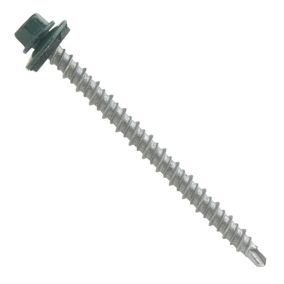 #10x2-1/2" Hi-Lo Mini-Driller EPDM Washered Metal Roofing/Siding Fasteners 250pcs Green/Ivy Green