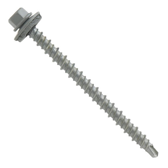 #10x2-1/2" Hi-Lo Mini-Driller EPDM Washered Metal Roofing/Siding Fasteners 250pcs Light Gray