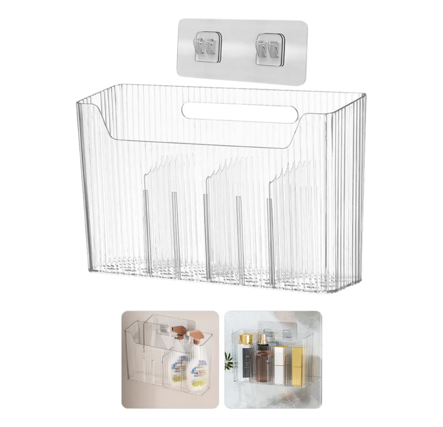 Vacane Clear Door Organizer - No Drill Adhesive Storage Bin For Cabinet, Fridge & Wall - View #2