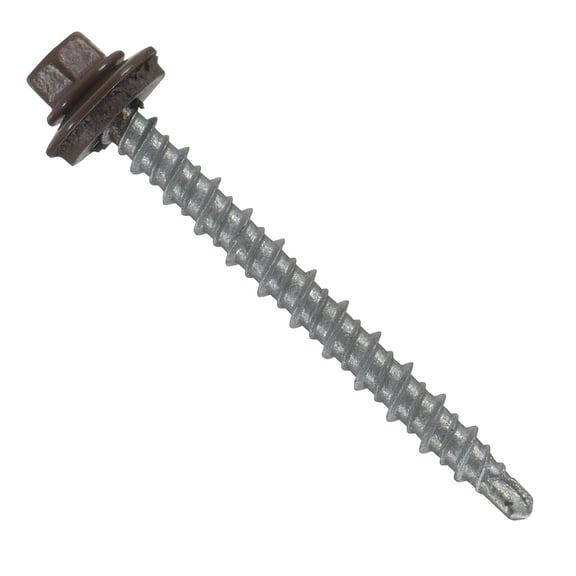 #10x2" Hi-Lo Mini-Driller EPDM Washered Metal Roofing/Siding Fasteners 250 pcs Brown