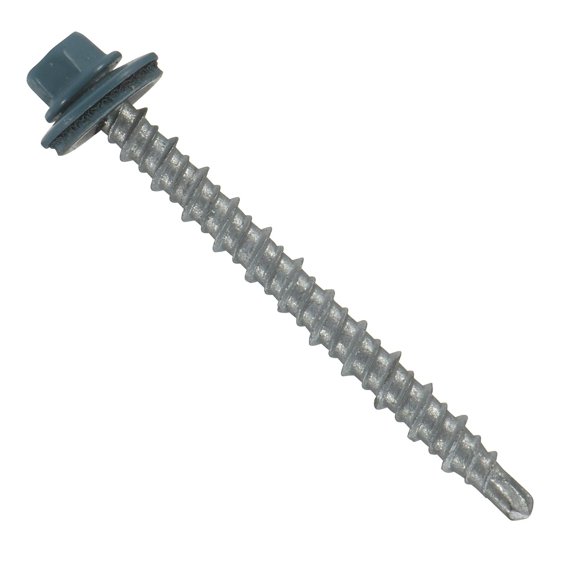 #10x2" Hi-Lo Mini-Driller EPDM Washered Metal Roofing/Siding Fasteners 250 pcs Hawaiian Blue/Slate Blue