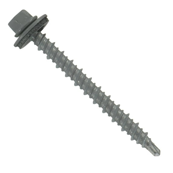 #10x2" Hi-Lo Mini-Driller EPDM Washered Metal Roofing/Siding Fasteners 250 pcs Light Gray