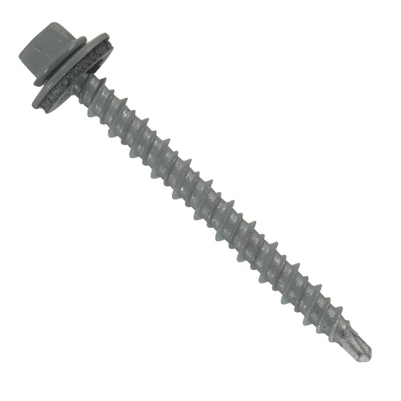 #10x2" Hi-Lo Mini-Driller EPDM Washered Metal Roofing/Siding Fasteners 250 pcs Light Gray