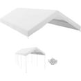 thumbnail image 1 of 10x20 Canopy Replacement Cover, Heavy Duty Carport Canopy, UV Resistant Car Tent Cover, Water Resistant Car Port Cover with Ball Bungee Cords, White, Only Cover, 1 of 9