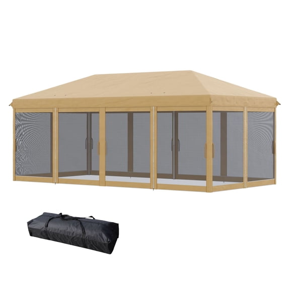 10x20 Canopy Tent with Netting Sidewalls - Beige Outdoor Party Tent - Upgraded Steel Frame - Sun & Bug Protection for Patio, Events, Vendor Booth