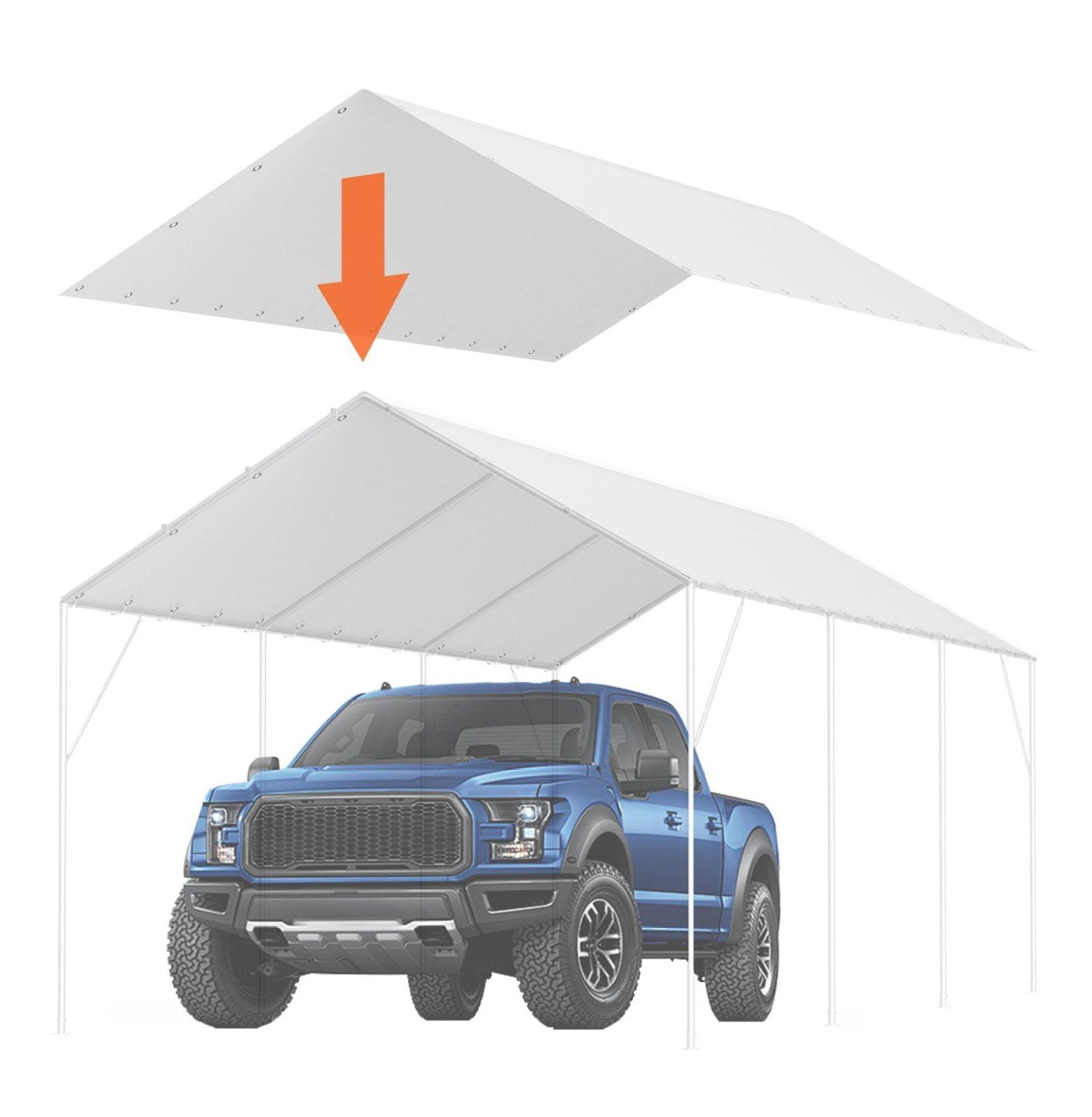 10x20 Carport Canopy Cover Replacement, Waterproof UV Protection Tent Top
