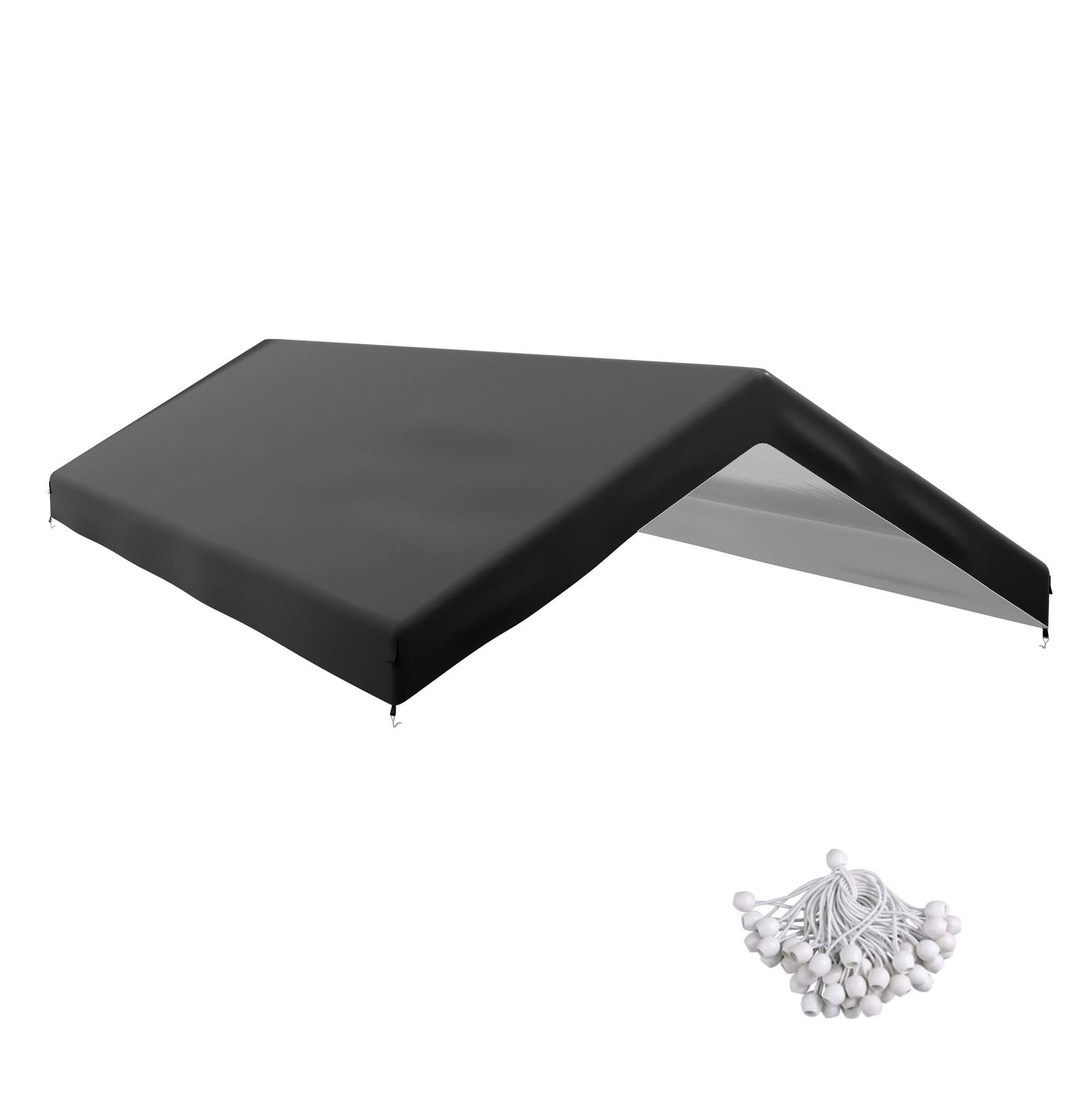 10x20 Carport Canopy Replacement Cover, UV Resistant, Dark Gray - with Bungee Cords - Fits 84C-386V00 & 84C-207 Series - Outdoor Car Tent Top