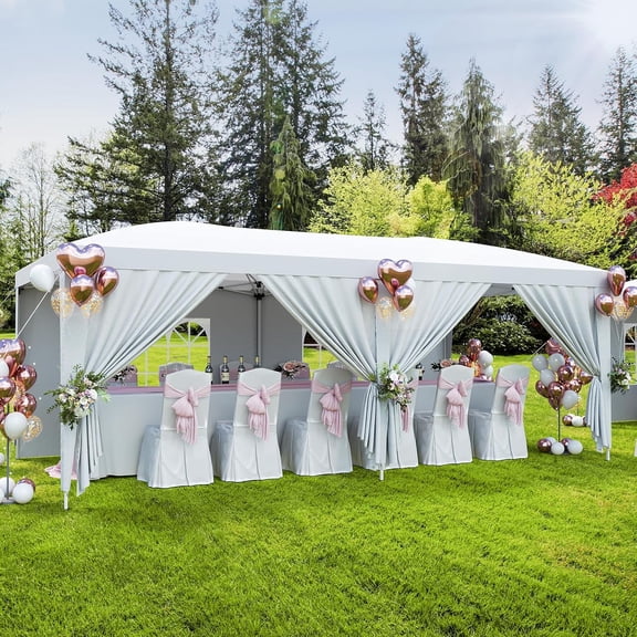 10x20 Commercial Pop-Up Canopy Tent, Heavy-Duty Outdoor Shelter with 6 Removable Sidewalls, Quick Setup, Adjustable 3-Height Design