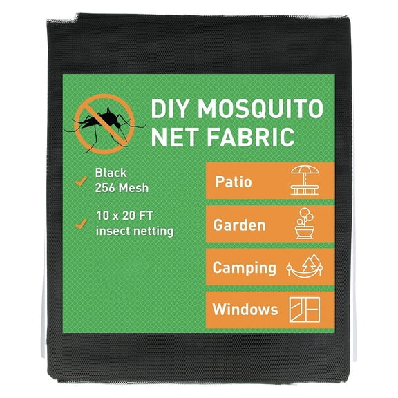 10x20 FT Black DIY Mosquito Net Fabric Insect Cover for Garden, Patio, Outdoor & Windows Raised Bed Screen Mesh Barrier
