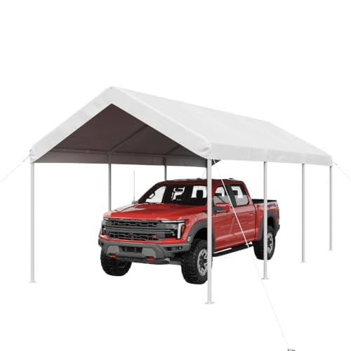 SunSwell 10x20 FT Carport with Valance Edges, Car Canopy Shelter, White