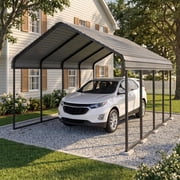 10x20 FT Heavy Duty Carport Canopy Kit   Galvanized Steel Frame, Vertical Roof, All-Weather Outdoor Shelter for Cars, Boats, Tractors & RVs