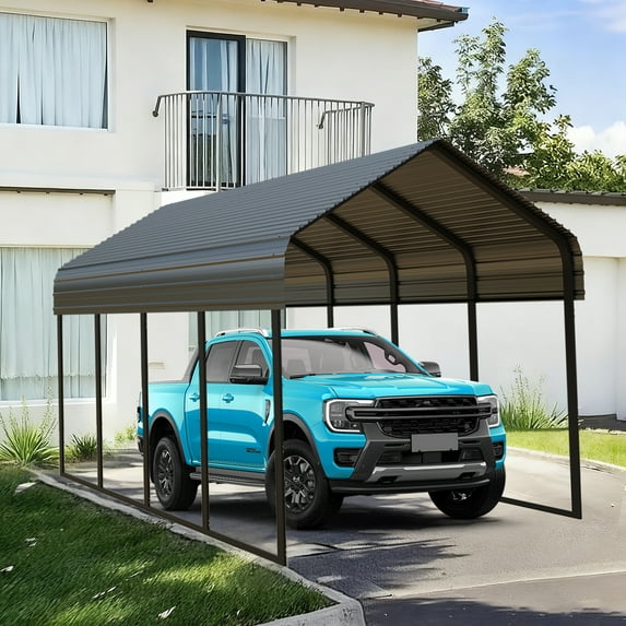 10x20 FT Heavy-Duty Carport Canopy Kit, Snow-Resistant Aluminum Roof with Steel Frame Shelter - for 1 Cars, RV, Boats, or as Garage Storage