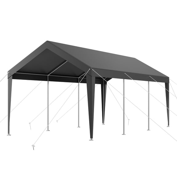 10x20 FT Heavy Duty Galvanized Carport Outdoor Canopy UV Water Resistant All Season Shelter for Car Boat Motorcycle Grey