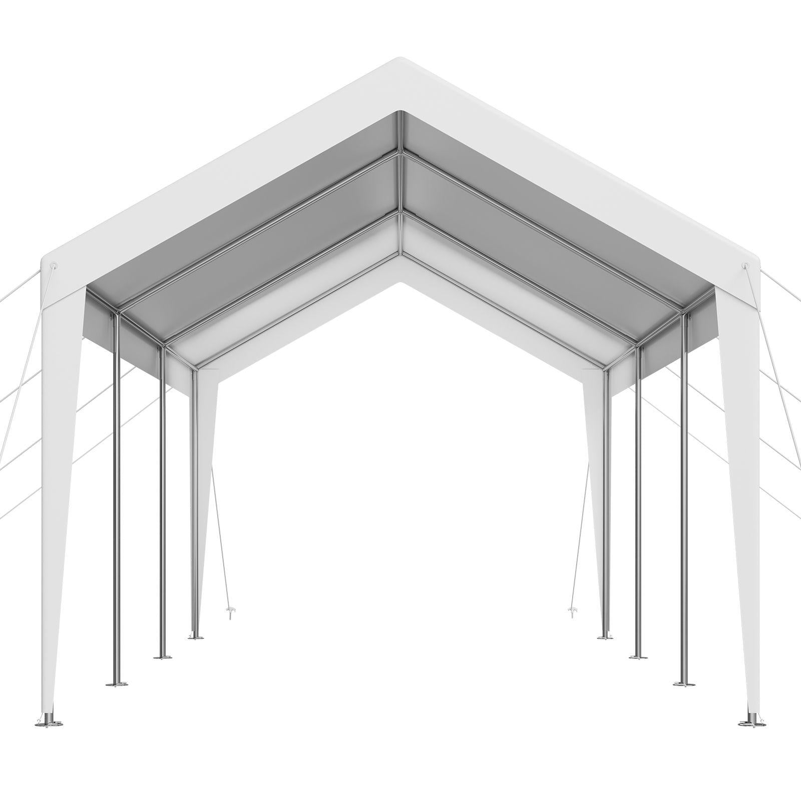 10x20 FT Heavy Duty Galvanized Steel Carport Outdoor Canopy UV Water Resistant All Season Shelter for Car Boat Motorcycle Storage White