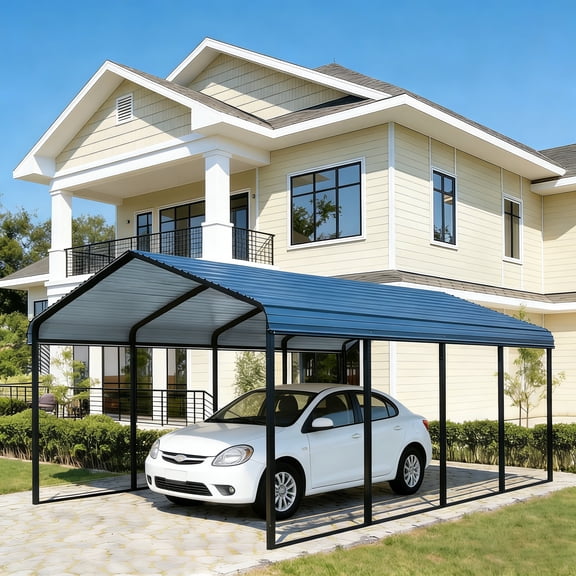 Heavy Duty 10x20 ft Steel Carport - Reinforced Frame All-Weather Protection for 1 Cars, Trucks, Boats, RVs ,Portable Garage Shelter for Yard, Backyard