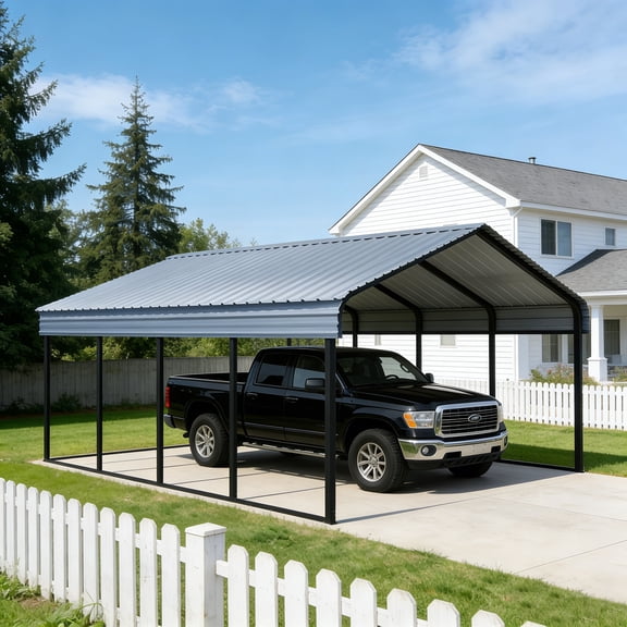 Heavy-Duty 10x20 ft Carport Garage, All-Weather Protection for RV, Boat, Car & Truck, Portable Shelter with Wind & Rust Resistance