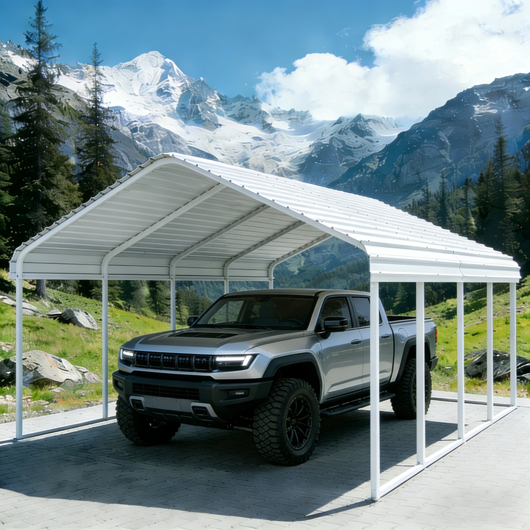 10x20 FT Heavy-Duty Portable Garage Carport Canopy with Reinforced Galvanized Steel Frame, All-Weather Shelter for RV Boat Truck Van Storage
