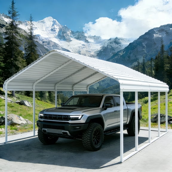 10x20 FT Heavy-Duty Portable Garage Carport Canopy with Reinforced Galvanized Steel Frame, All-Weather Shelter for RV Boat Truck Van Storage