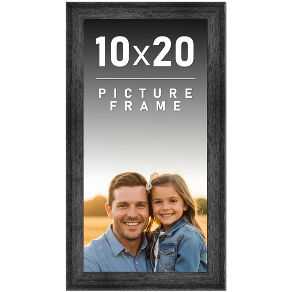 10x20 Frame Black Rustic Barnwood Solid Wood Picture Frame | 1.5 Inch Moulding Width | Includes UV