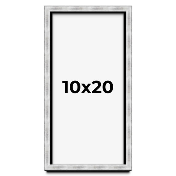 10x20 Frame Brushed Silver Solid Wood Picture Frame | 0.75 Inch Moulding Width | Rabbet Depth 0.75