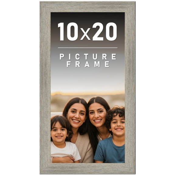10x20 Frame Gray Barnwood Rustic Solid Wood Picture Frame | 1.5 Inch Moulding Width | Includes UV