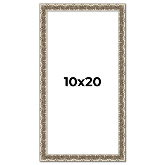 10x20 Frame Silver Versailles Ornate Solid Wood Picture Frame | 1 Inch Moulding Width | Interior