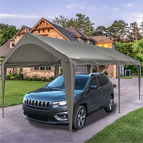 10x20 Ft Heavy Duty Carport Canopy Outdoor Portable Garage Tent Boat Shelter with 6 Legs for Outdoor Party, Wedding, Birthday, Garden, Boat,Dark Grey$$Garden & Patio