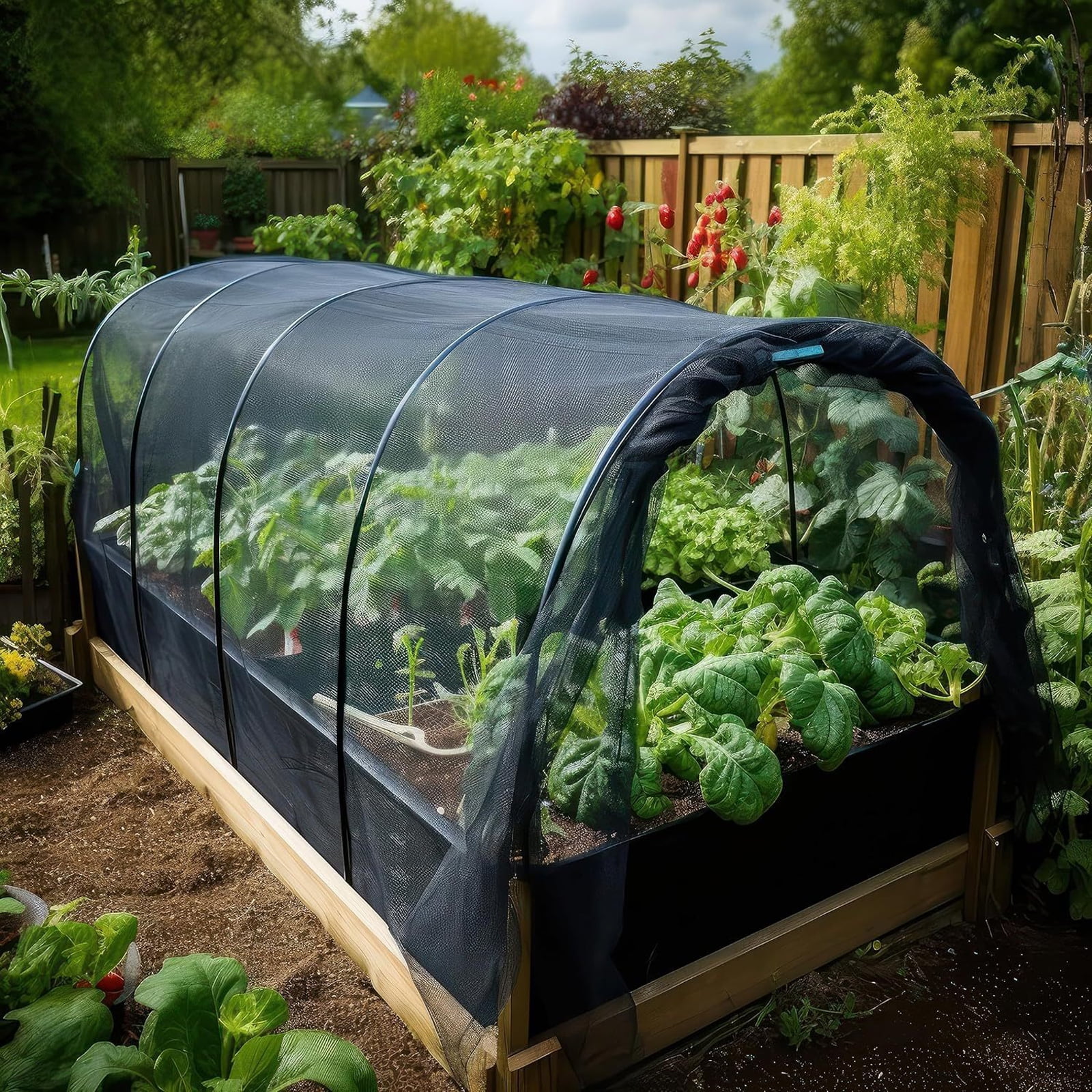 10x20 Ft Outdoor Garden Netting with Insect Protection for Plants Black Mesh Cover and Vegetable Protector for Garden Hoop House and Patio Decor