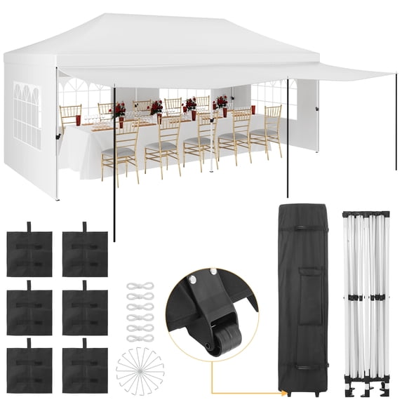 10x20 Ft Pop up Canopy Tent with 5 Removable Sidewalls, Heavy Duty Outdoor Gazebo Commercial Canopy for Shade and Rain, Large Waterproof Wedding Tent for Parties, Patio, Backyard