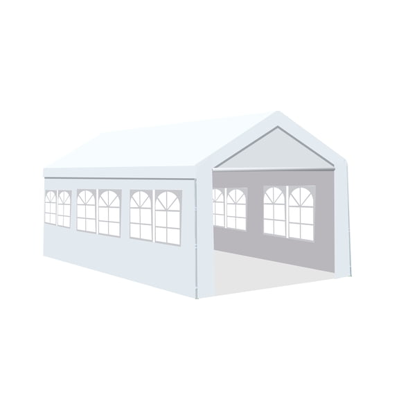 10x20 Heavy Duty Carport Gazebo with Windows Canopy Garage Shelter