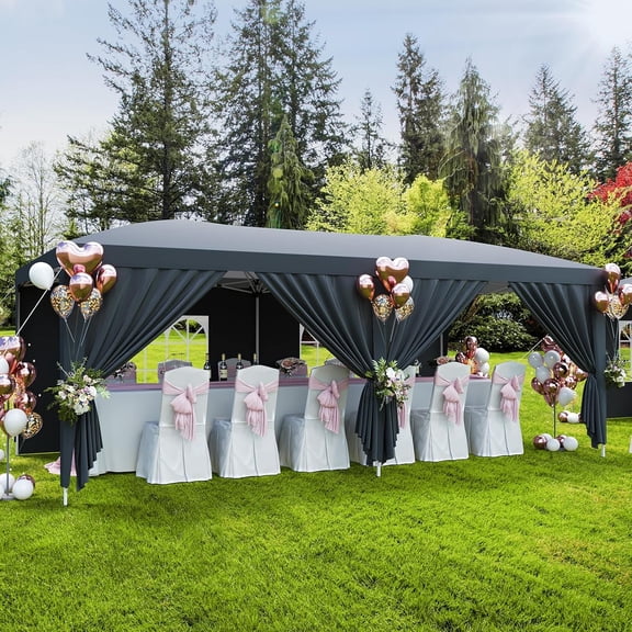 10x20 Heavy Duty Pop Up Canopy Tent with 6 Removable Sidewalls, Easy Up Commercial Canopy Tents, Outdoor Canopies with 3 Adjustable Heights