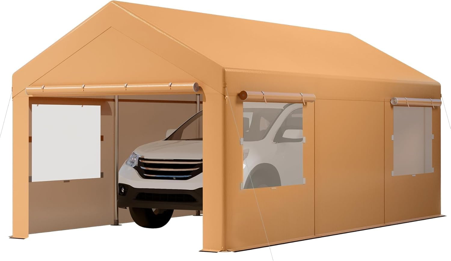 10x20 Heavy Duty Portable Carport Garage with Rolling Shutter Windows