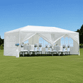 thumbnail image 1 of 10x20' Outdoor Garden Gazebo Wedding Party Tent Canopy with Removable Sidewalls - White, 1 of 7