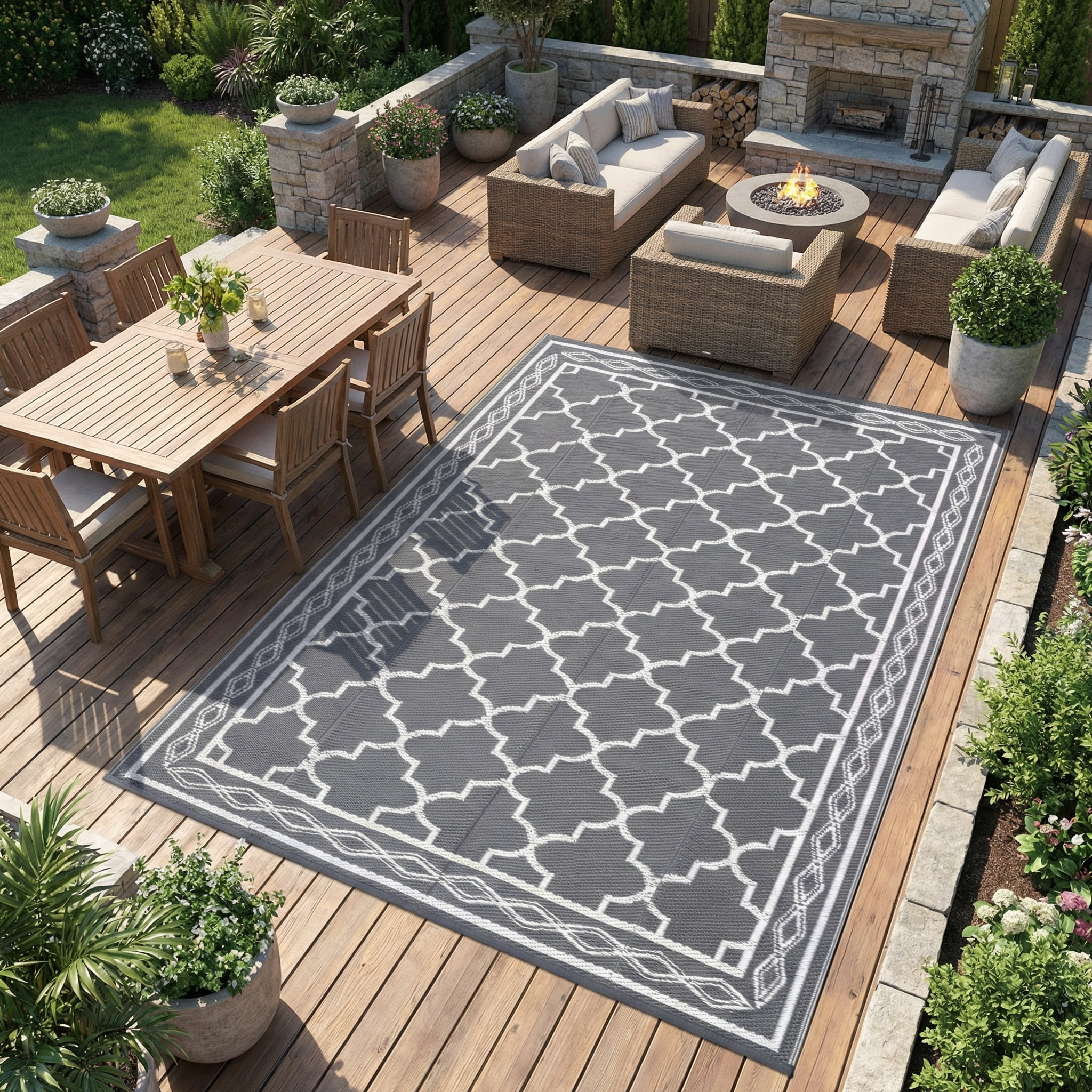 10x20 Outdoor Rug Waterproof for Patio Decor, Foldable Reversible ...