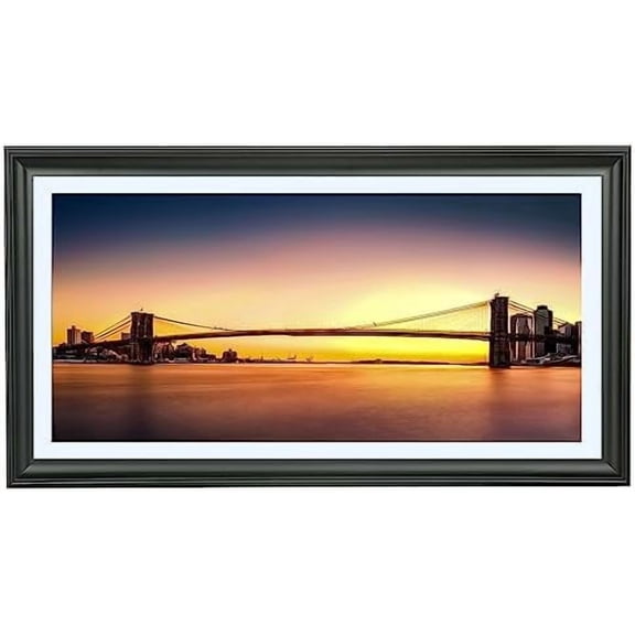 10x20 Panoramic Picture Frames Solid Wood with 8x18White Mat, Displays 8x18 with Mat or 10x20 Inch without Mat, 8x18 Poster Frame 10x20 Photo Frames Family Wall Black (L23B1020W818)