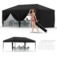 thumbnail image 1 of 10x20 Pop Up Canopy Tent with 4 Sidewalls, Heavy Duty Outdoor Canopy UPF 50+ All Season Waterproof Commercial Street Vendors Party Tents with Roller Bag, 8 Stakes & 6 Sandbags, Black, 1 of 7