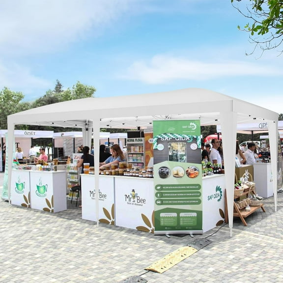 10x20 Pop Up Canopy Tent with 6 Removable Sidewalls Easy Up Waterproof Event Canopy with 3 Adjustable Heights, Stakes X18, Ropes X6  for Parties Commercial Wedding