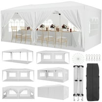 10x20 Pop Up Canopy Tent with 6 Removable Sidewalls, Outdoor Instant Gazebo , Garden Tents for Parties with Sandbags,White