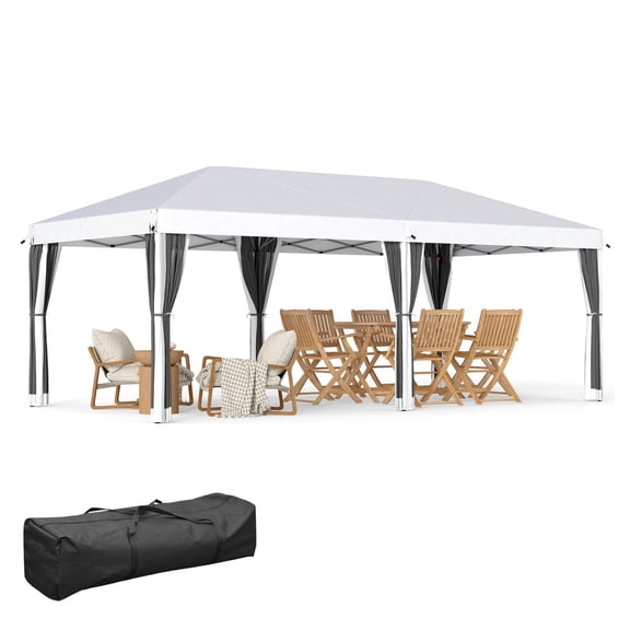 10x20 Pop Up Canopy with Sidewalls - Outdoor Event Tent Sun Shelter - 6 Mesh Walls - Party Wedding Backyard