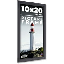 10x20 Refined Black Picture Frame - UV Acrylic, Foam Board Backing, Hanging Hardware