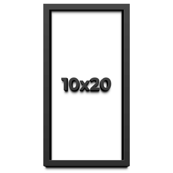 10x20 Shadow Box Black Solid Wood Display Frame with White Acid-Free Backing UV Acrylic & Hanging