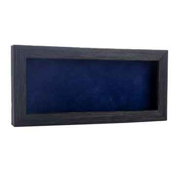 10x20 Shadow Box Frame Barnwood Black Wood | With a 1" Usable Display Depth | Includes a Navy Blue