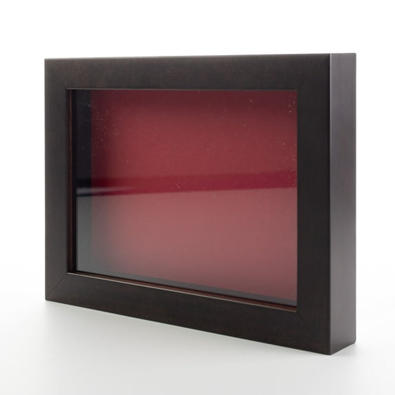 10x20 Shadow Box Frame Dark Brown Real Wood with a Red Acid-Free Backing | 3/4" of Usuable Depth |