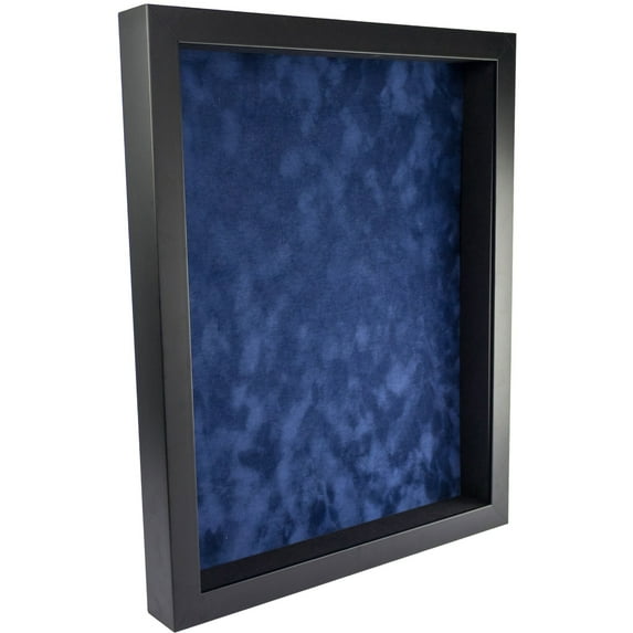10x20 Shadow Box Frame In Black With A 1 3/4" Usable Depth Includes Navy Blue Suede Acid-Free