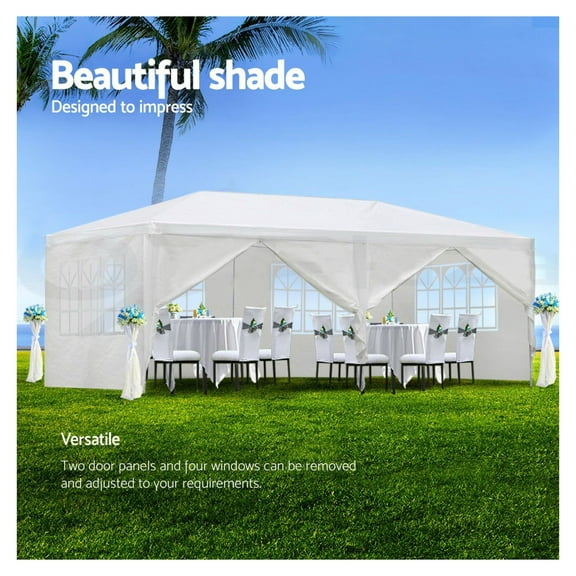 10x20' Wedding Party Canopy Tent Outdoor Gazebo with 6 Removable Sidewalls White