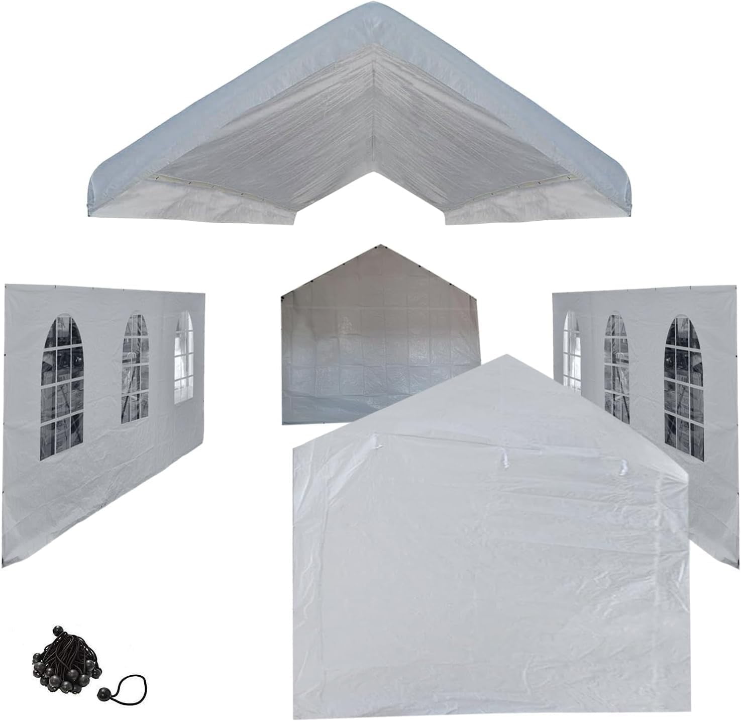 10X20 White Canopy Carport Cover Set With Valanced Top All 4Side Walls