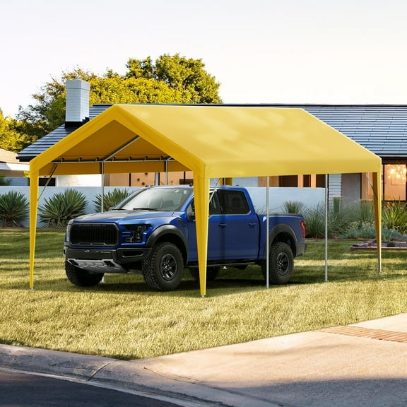 10x20 ft Carport Canopy Replacement Top Cover, Heavy-Duty Waterproof Tarp with UV Protection, Fits Metal Frame, Includes Ball Bungees, Beige (Cover Only, No Frame)